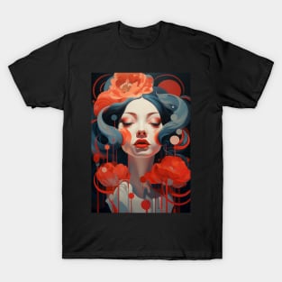 Woman Red Flower T-Shirt